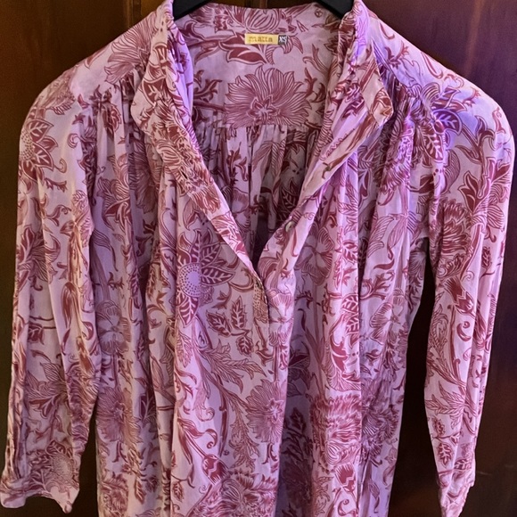 MATTA Pink Floral Button-Up DRESS feels free and flowy comfy - Picture 3 of 5